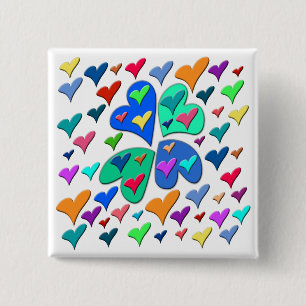 Colourful Hearts 15 Cm Square Badge