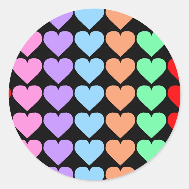Colourful Hearts 2 Classic Round Sticker (Front)