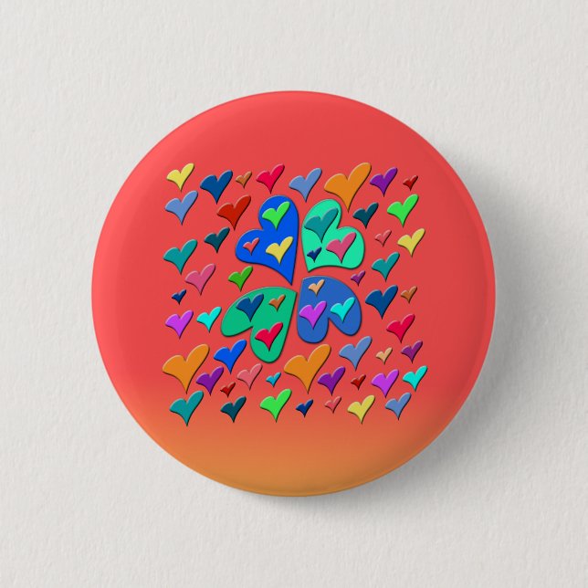 Colourful Hearts 6 Cm Round Badge (Front)
