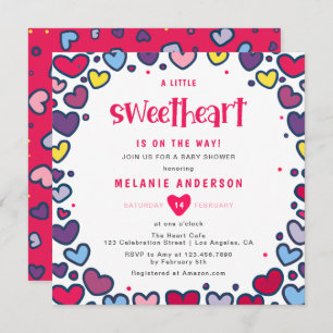 Colourful Hearts A Little Sweetheart Baby Shower Invitation