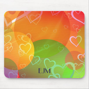 Colourful Hearts and Balloons Abstract Design Mouse Mat