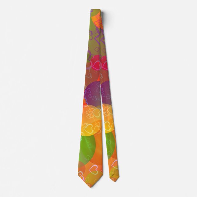 Colourful Hearts and Balloons Abstract Design Tie (Front)