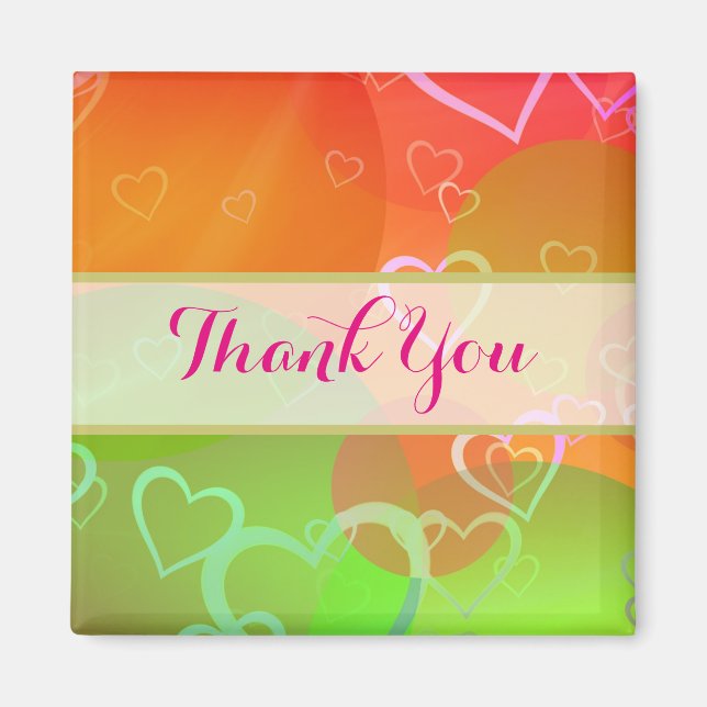 Colourful Hearts and Balloons - Thank You Magnet (Front)