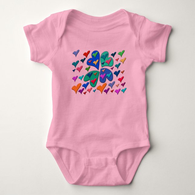 Colourful Hearts Baby Bodysuit (Front)