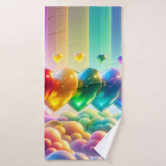 Colourful Hearts Bath Towel (Bath Towel)