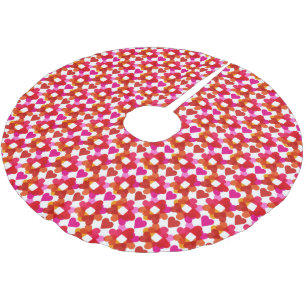 Colourful hearts brushed polyester tree skirt