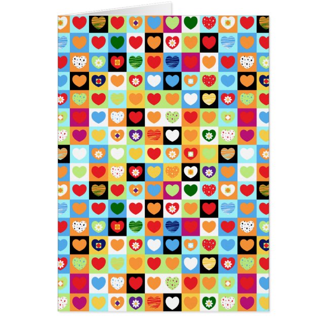 Colourful hearts, card (Front)