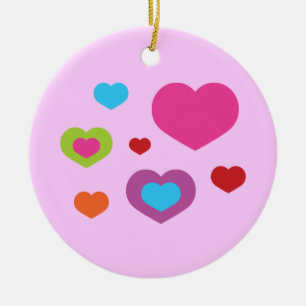 Colourful Hearts Ceramic Tree Decoration