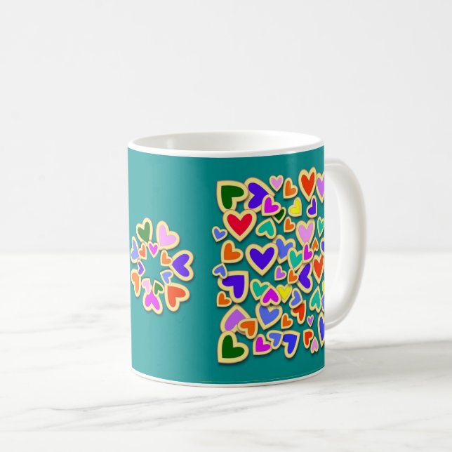 Colourful Hearts Coffee Mug (Front Right)