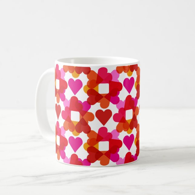 Colourful hearts coffee mug (Front Left)