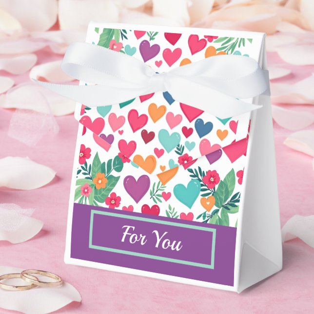 Colourful hearts custom favour box (Wedding)