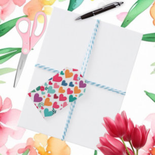 Colourful hearts custom gift tags