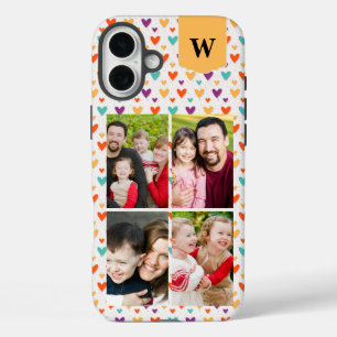  Colourful Hearts Custom Monogram 4-Photos  iPhone 16 Plus Case