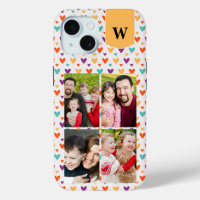 Colourful Hearts Custom Monogram 4-Photos