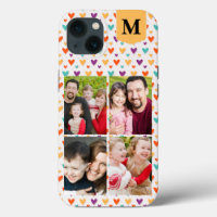 Colourful Hearts Custom Monogram 4-Photos