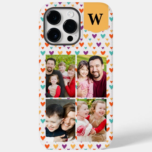  Colourful Hearts Custom Monogram 4-Photos  Case-Mate iPhone Case (Back)