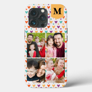  Colourful Hearts Custom Monogram 4-Photos  iPhone 13 Pro Case