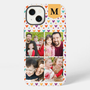Colourful Hearts Custom Monogram 4-Photos iPhone 13 Case