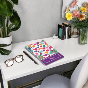 Colourful hearts custom notebook