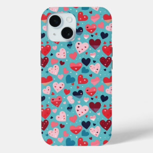 Colourful Hearts Cute Pattern iPhone 15 Case