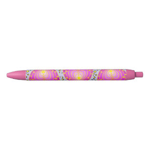 Colourful Hearts Design  Black Ink Pen