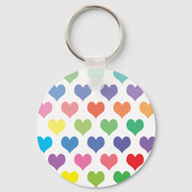 Colourful hearts design key ring (Front)