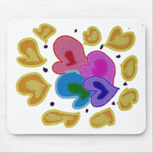 Colourful Hearts Design Mouse Mat