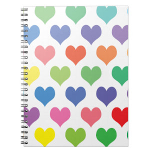 Colourful hearts design notebook