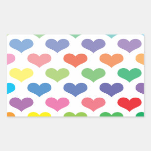 Colourful hearts design rectangular sticker