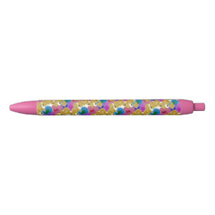 Colourful Hearts Design Valentine's Day Black Ink Pen