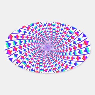 Colourful Hearts, Diamonds, Spades, and Clubs Oval Sticker