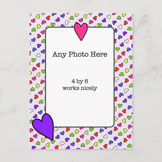 Colourful Hearts Framing My Photo Postcard (Front)