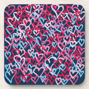 Colourful  Hearts - Graffiti Style Coaster