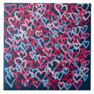 Colourful Hearts - Graffiti Style Tile