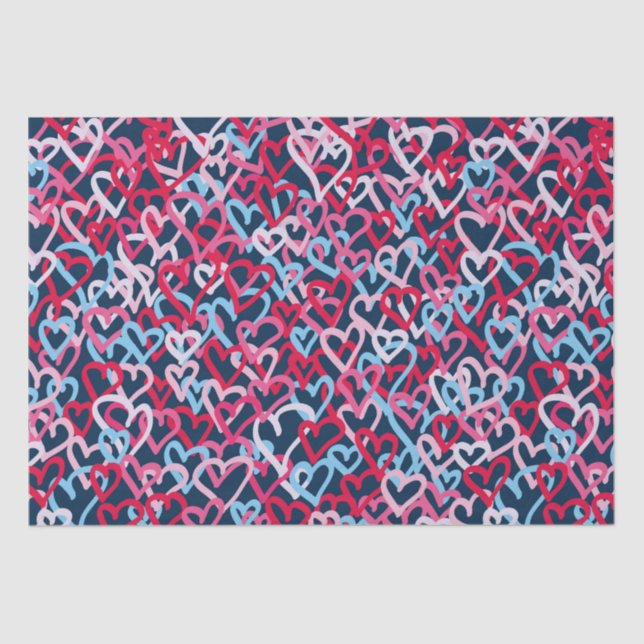 Colourful  Hearts - Graffiti Style Tissue Paper (Front)