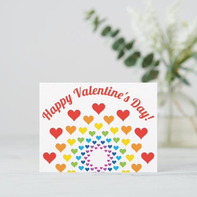 Colourful hearts - Happy Valentine's Day! Holiday Postcard (Standing Front)