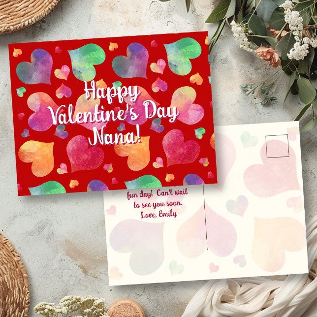 Colourful Hearts Happy Valentines Day Postcard (Creator Uploaded)