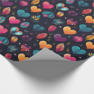 Colourful Hearts Illustration  Wrapping Paper