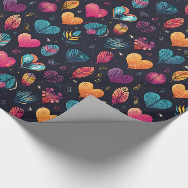 Colourful Hearts Illustration  Wrapping Paper (Corner)