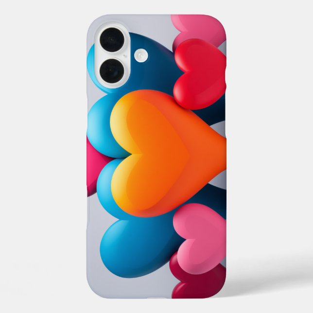Colourful hearts in 3D  Case-Mate iPhone Case (Back)
