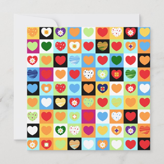 Colourful hearts, invitation (Front)