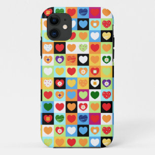 Colourful hearts, iPhone case