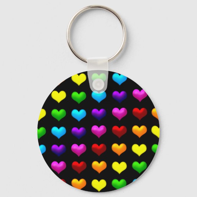 colourful hearts key ring (Front)