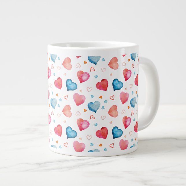 Colourful Hearts Large Coffee Mug (Front Right)