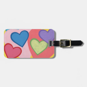 Colourful Hearts Layered Personalised Luggage Tags