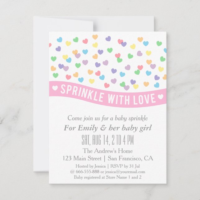 Colourful Hearts Modern Baby Sprinkle Invitations (Front)