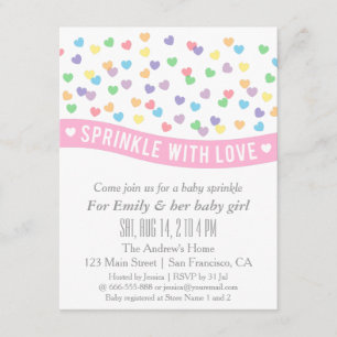 Colourful Hearts Modern Baby Sprinkle Invitations