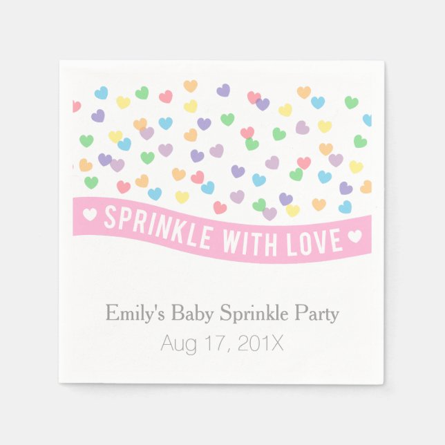 Colourful Hearts Modern Baby Sprinkle Party Napkin (Front)