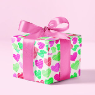 Colourful Hearts Modern Elegant Chic Boho Romantic Wrapping Paper