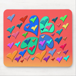 Colourful Hearts Mouse Mat